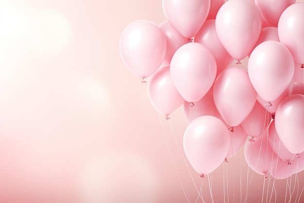 Świąteczne różowe tło urodzinowe z balonami na uroczystości, rocznice i imprezy miękkie