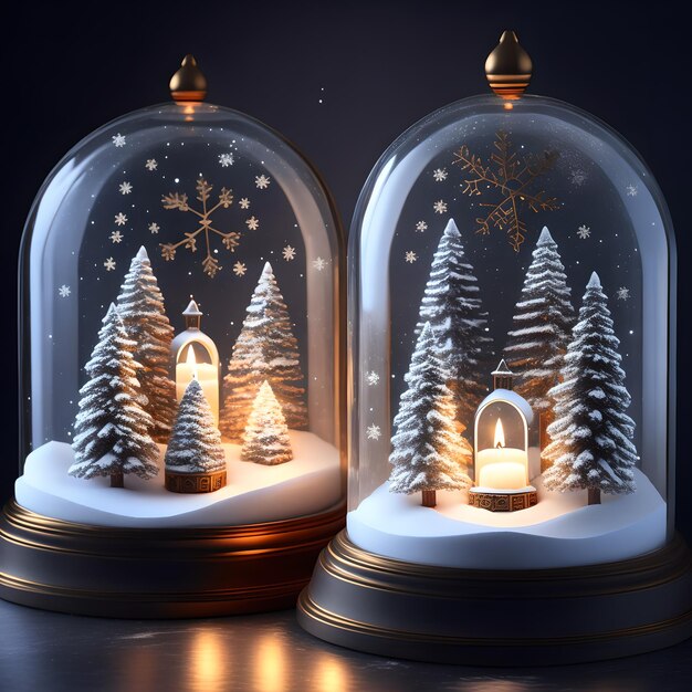 Świąteczne tapety ze śnieżnymi kulami przy świecach
