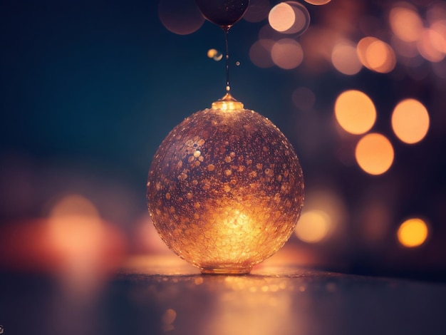 świąteczne tło graficzne z bauble i złotym bokeh