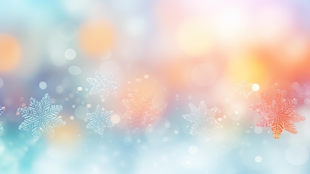Świąteczne tło z płatkami śniegu i światłami bokeh Ilustracja wektorowa