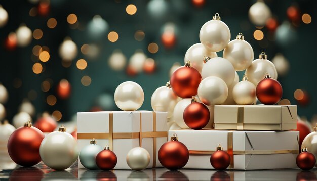 Świąteczne tło ze świecami Drzewo Bożego Narodzenia i baubles rendering 3D