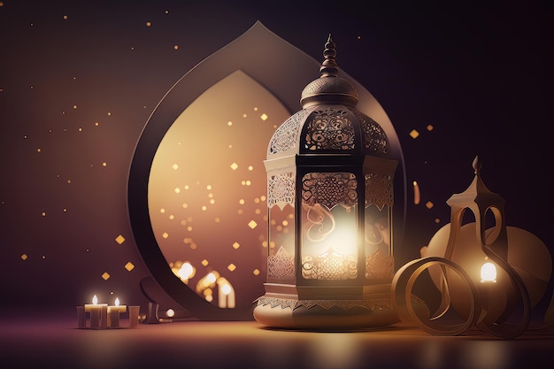 Świąteczne zdjęcie ramadan kareem w tle Ilustracja AI Generative