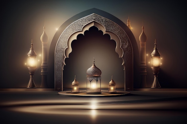 Świąteczne zdjęcie ramadan kareem w tle Ilustracja AI Generative