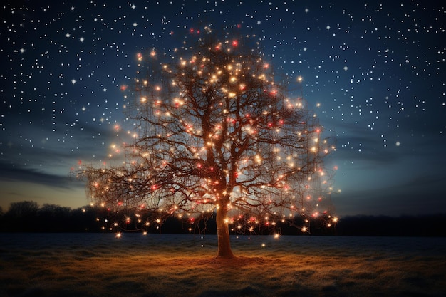 Zdjęcie Świąteczne zdjęcie twinkling tree tidings