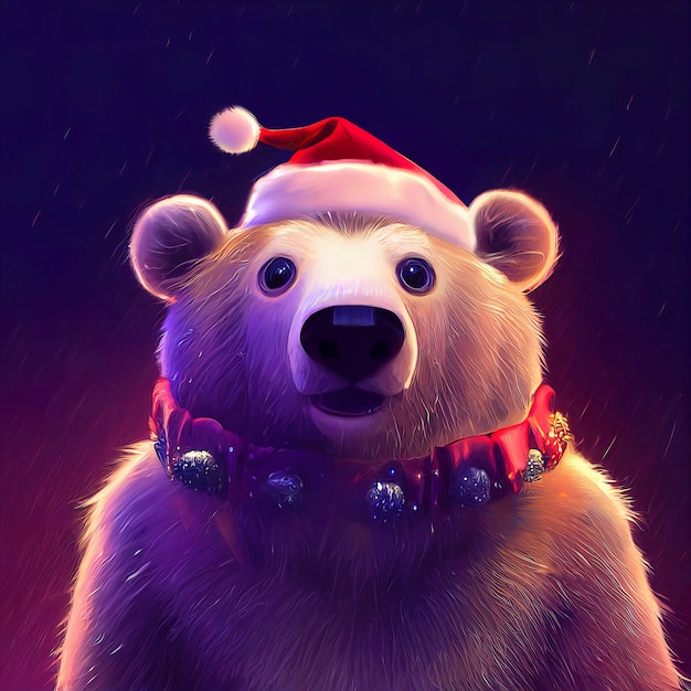 Świąteczny niedźwiedź polarny postać słodkiego niedźwiedzia polarnego w świątecznej scenerii animowanej ilustracji