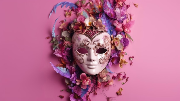 Świąteczny obraz maski weneckiej mardi gras masquerade z technologią Generative AI