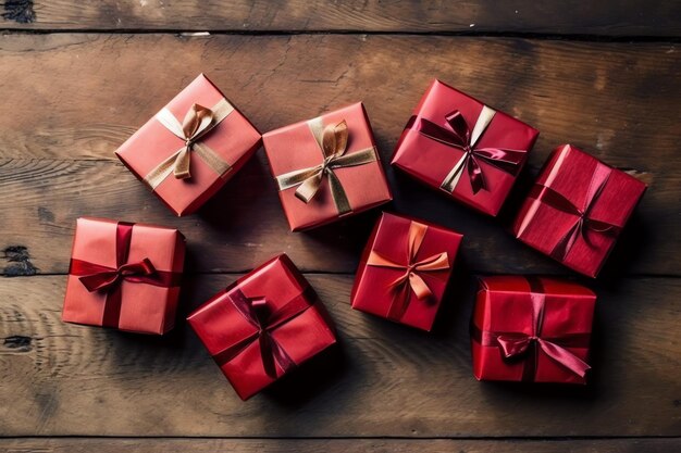 Zdjęcie Świąteczny prezent xmas lub pudełko z prezentami na tle świątecznego nastroju zimą wesołych świąt