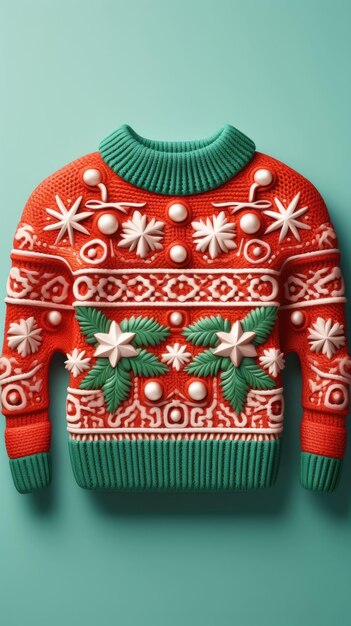 Zdjęcie Świąteczny sweter 3d mini rzemiosło izolowane studio tło