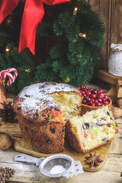 Świąteczny Tort Panettone I Ozdoby świąteczne