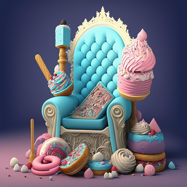 Świąteczny tron cukierniczy Kreatywna koncepcja uzależnienia od cukru AI