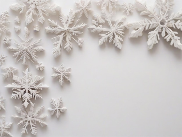 Świąteczny wzór płaskie białe tło z płatkami śniegu