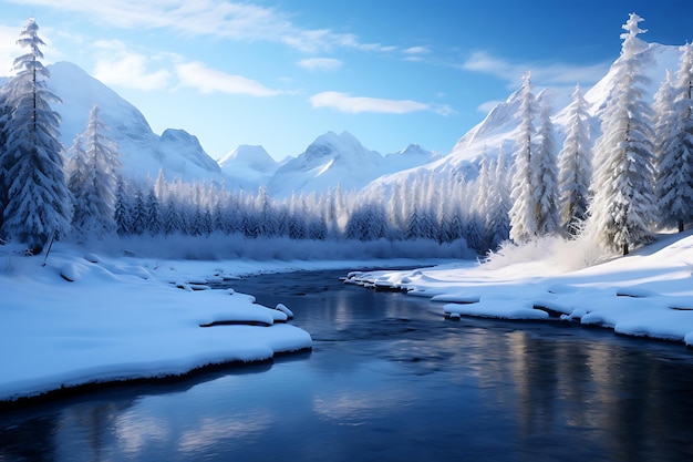 Świąteczny zimowy śnieżny krajobraz w tle