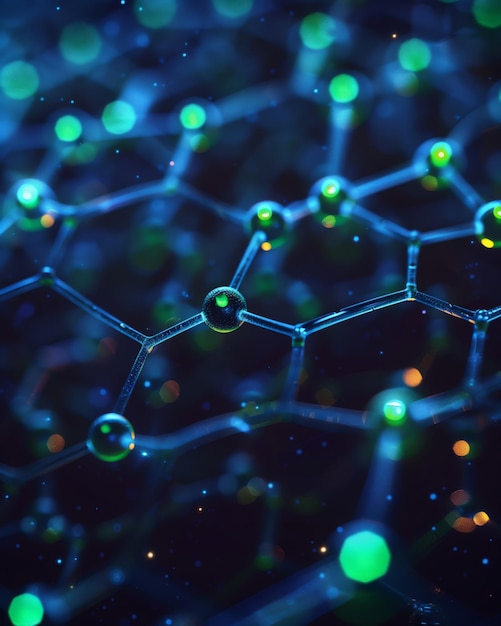 Zdjęcie Światła sieć nanotechnologiczna z cząstkami symbolizującymi zaawansowane koncepcje naukowe