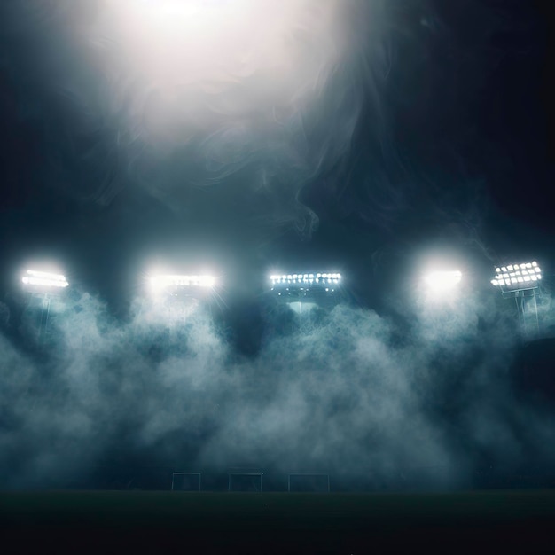 światła stadionu i dym