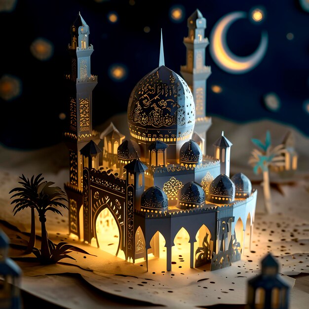 Światła świętości Sztuka Ramadanu w księżycowym papierze rzemieślniczym