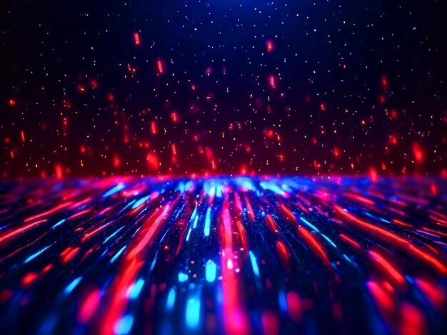 Światłe czerwono-niebieskie neonowe paski kaskadowe linie deszczowe cząstki abstrakcyjne tło