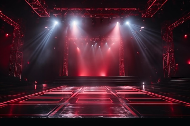 Światło na scenie koncertowej z reflektorami oświetlało scenę nocnego festiwalu muzycznego