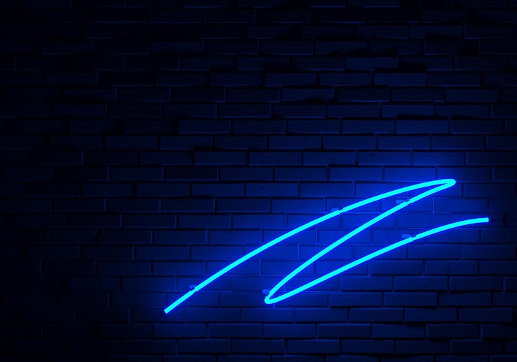 Zdjęcie światło neonowe na ceglanej ścianie tło ilustracja 3d