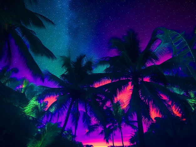Światło neonowe Tropikalny raj nocne gwiazdy darmowe zdjęcia