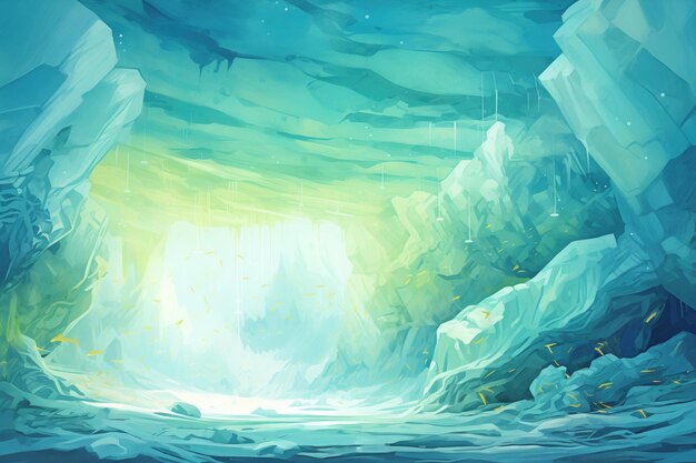 Światło północne nad lodowcową jaskinią
