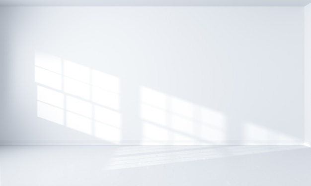 światło z wnętrza okna i biały pokój, renderowania 3D