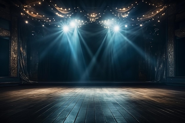 Światłowe tło sceny z oświetleniem reflektorów na scenie Występy baletowe lub taniec współczesny