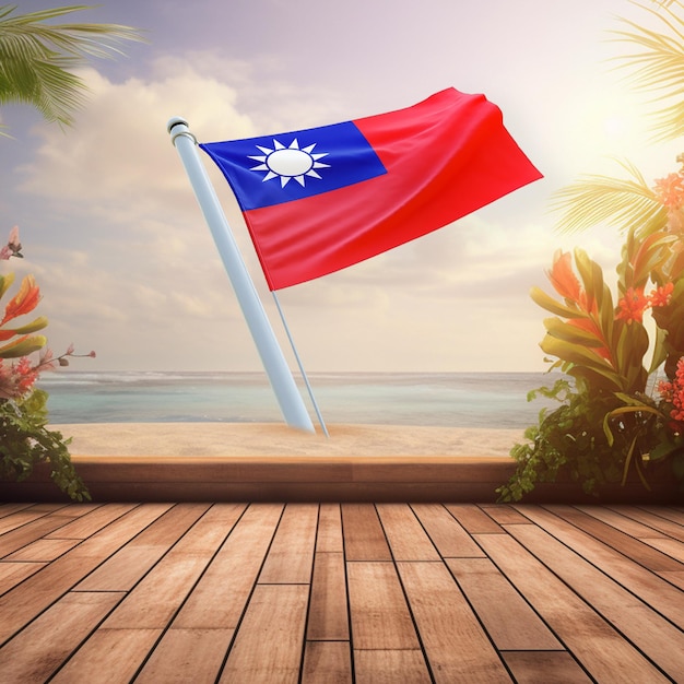 Światowa flaga Tajwanu na letnim tle
