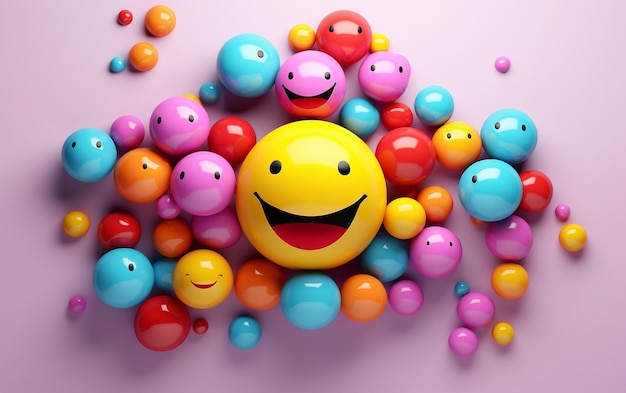 Światowy dzień emoji z grupą zabawnych emotikonów w różnych wyrazach twarzy Generative Ai