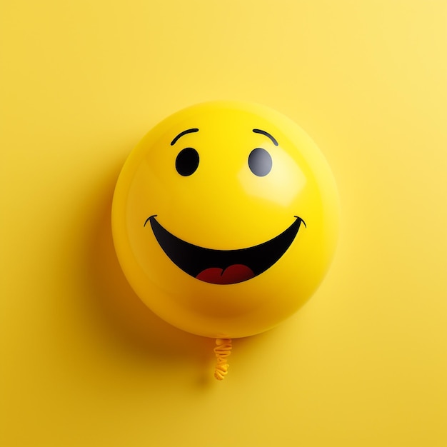 Zdjęcie Światowy dzień emoji żółte tło z uśmiechniętą buzią i żółte tło z buźką