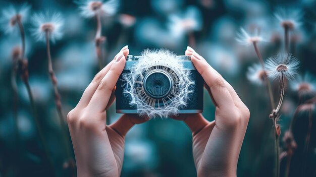 Światowy Dzień Fotografa Retro kamera na neutralnym tle Drukowanie na papierze i tkaninach Kartki powitalne na święta zdjęcia generatywne ai