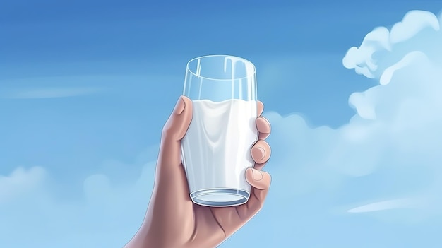 Światowy dzień mleka Szklanka mleka w ręku Generatywne ai
