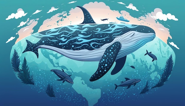 Światowy Dzień Oceanów Zwierzęta podwodnego świata morskiego Kolorowe ryby Generative Ai