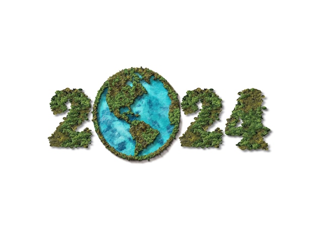 Światowy dzień ochrony środowiska lub koncepcja dzień ziemi. Izolowanie kształtu lasu 3D z napisem typografii.