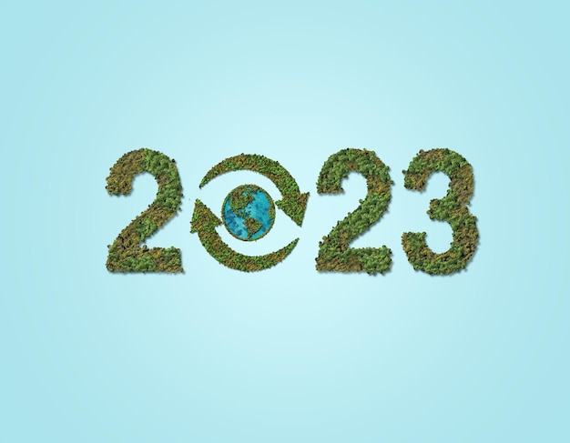 Światowy dzień ochrony środowiska lub koncepcja dzień ziemi. Izolowanie kształtu lasu 3D z napisem typografii.