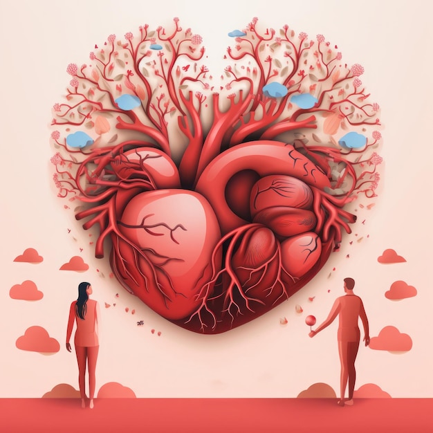 Światowy Dzień Serca Ludzkie uderzenie serca Ilustracja płaska