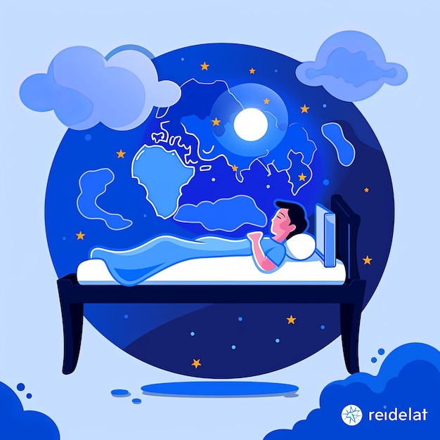 Zdjęcie Światowy dzień snu na niebieskiej ilustracji