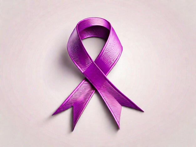 Zdjęcie Światowy dzień świadomości raka fioletowa wstążka na fioletowym tle