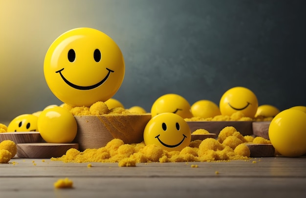 Światowy Dzień Uśmiechu żółty smiley emoji baner tła z tekstem kopiowania przestrzeni