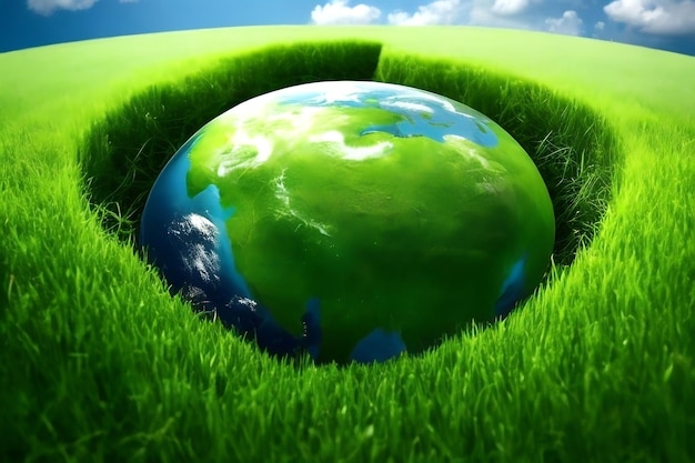Zdjęcie Światowy dzień ziemi i dzień środowiska ilustracja przedstawiająca koncepcję dnia ziemi z globusem generacyjna sztuczna inteligencja