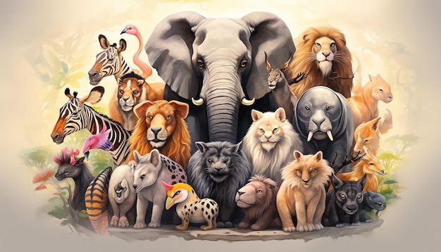 Zdjęcie Światowy dzień zwierząt eksploracja artystyczna czarujące ilustracje