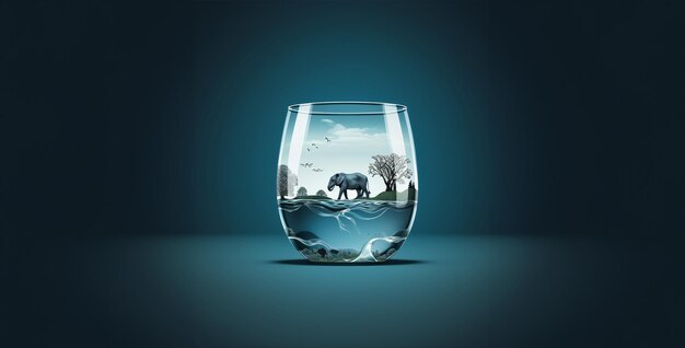 Światowy Dzień Zwierząt minimalistyczna uproszczona woda