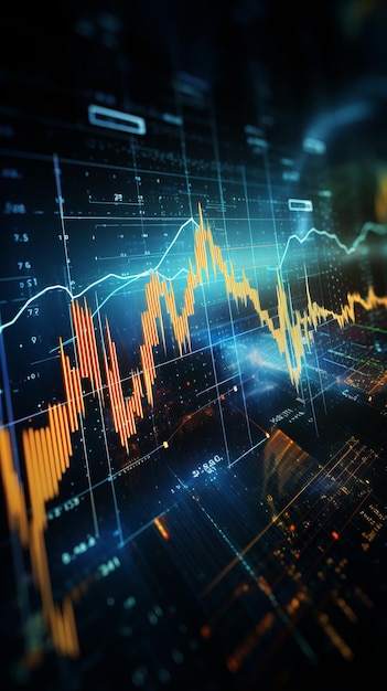 Światowy wykres biznesowy lub wykres giełdowy lub wykres handlu forex w koncepcji graficznej odpowiedniej do inwestycji finansowych lub trendów ekonomicznych biznes ai generatywny