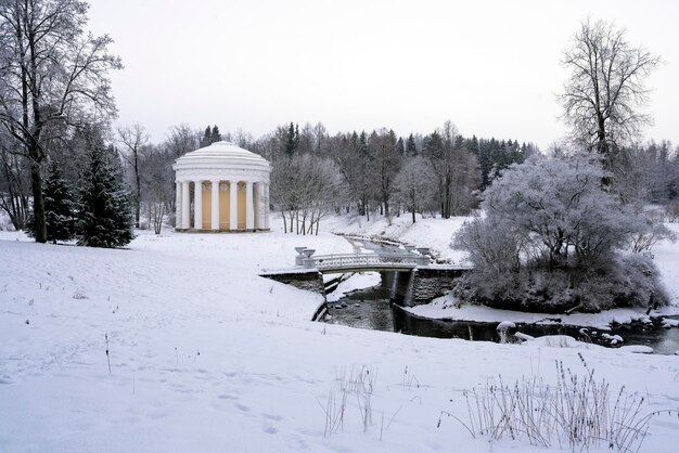 Świątynia Przyjaźni w parku Pawłowsk w zimowy dzień Sankt Petersburg Rosja