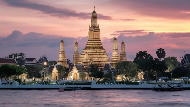 Zdjęcie Świątynia świtu wat arun wat arun w czasie świętowania nowego roku