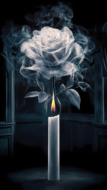 świeca, która jest zapalona z kwiatem w niej