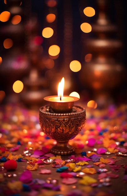 Świeca ma kolorowe światła na niej diwali stock images realistyczne stock photos