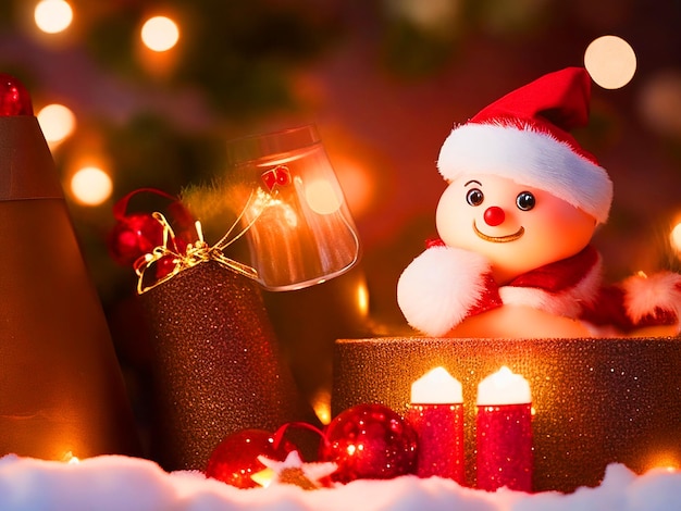 Świeca świąteczna Noel tła Jodła z dekoracjami Człowiek Bożego Narodzenia Śliczny backgroun Bożego Narodzenia