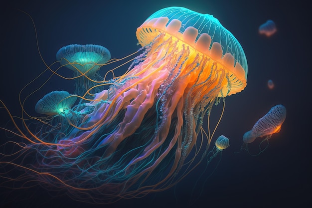 Świecące meduzy AI generatywne