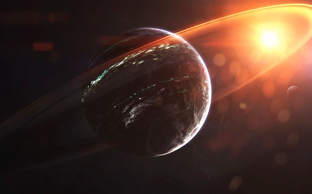 Świecące Pierścienie Gazowego Giganta, Niesamowita Tapeta Science Fiction, Kosmiczny Krajobraz. Elementy Tego Zdjęcia Dostarczone Przez Nasa