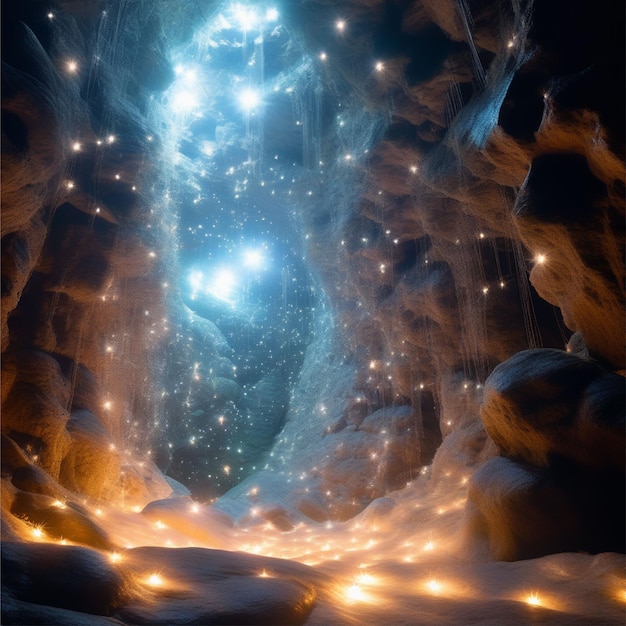 Zdjęcie Świecące robaki w jaskiniach wyglądające jak gwiazdy na niebie